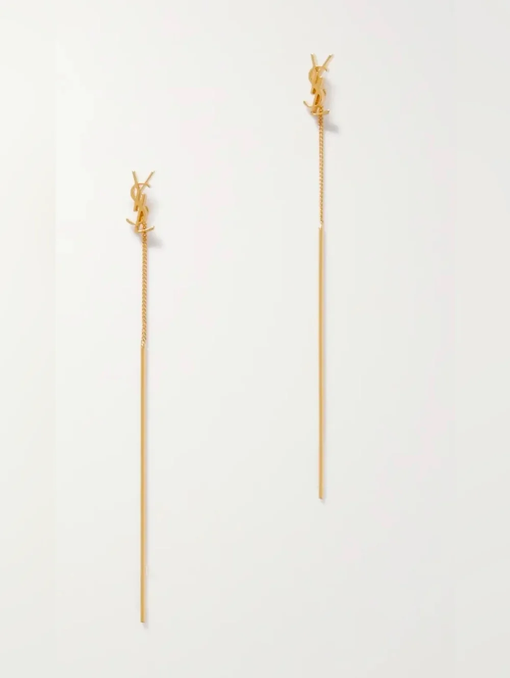 Saint Laurent Gold YSL Logo Drop Earrings - Picture 2 of 8